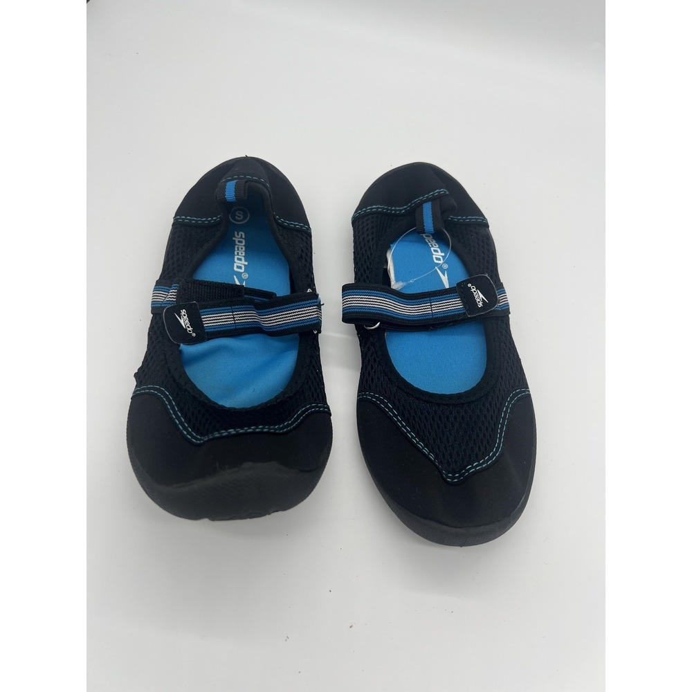 Speedo Unisex Kids Water Shoes Aqua Socks Black Blue Size S Hook & Loop Strap